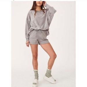 NWT Free People intimately Kelly sweatshirt and short set soft gray small